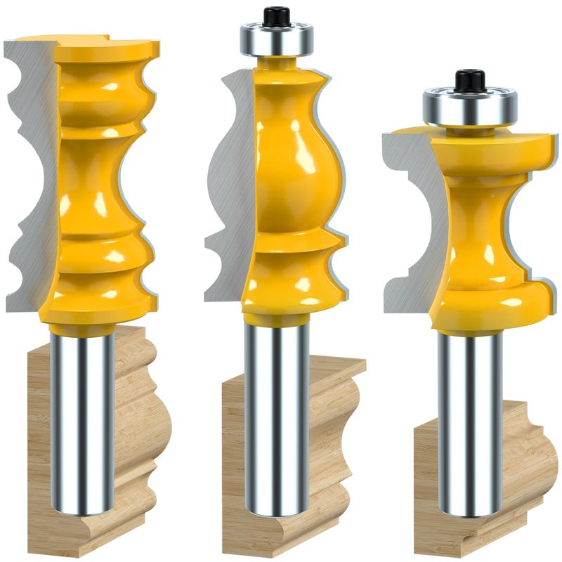 Helovmine 1/2 Inch Shank Architectural Molding Router Bits,Crown Molding Router Bit, Bullnose Bead Column Face Molding Router Bit for Woodworking Tools - Image 1